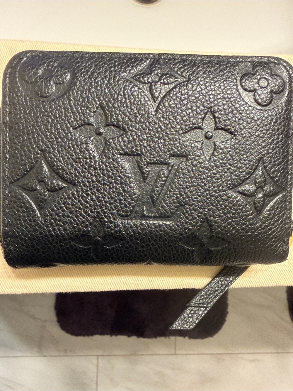 Louis Vuitton Black Embossed Monogram Zip Wallet